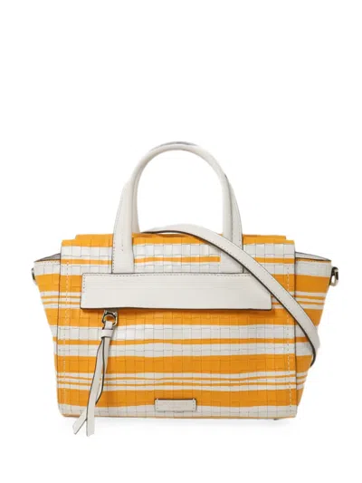 Pre-owned Coach Vintage Bleecker Woven Striped Tote Bag In Yellow
