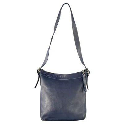 Pre-owned Coach Vintage Blue Contrast Stitch Leather Crossbody Handbag