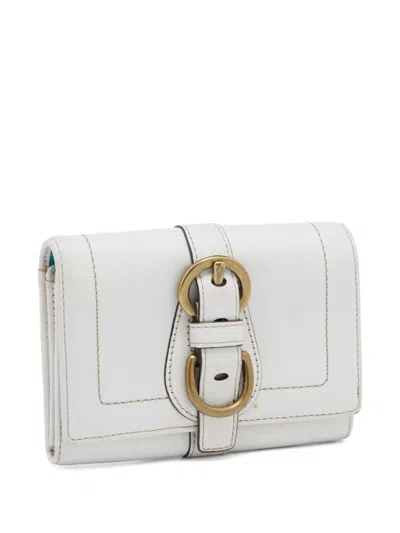 Pre-owned Coach Vintage Buckle-detail Compact Wallet In White