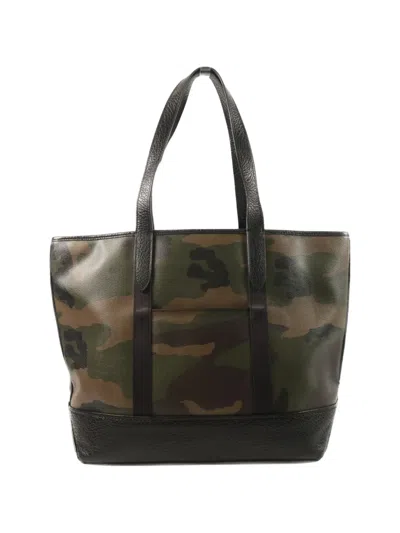 Pre-owned Coach Vintage Camouflage-pattern Shoulder Bag In Black