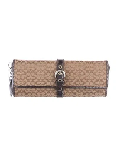 Pre-owned Coach Vintage Canvas Continental Wallet In Neutrals