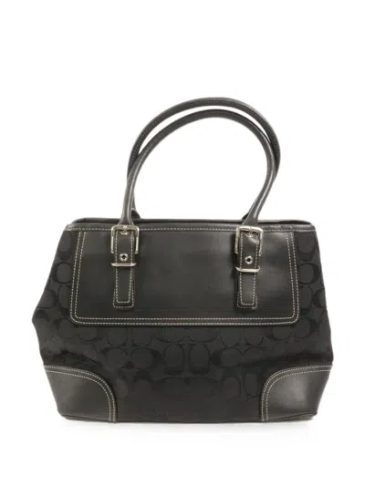 Pre-owned Coach Vintage Canvas Tote Bag In Black