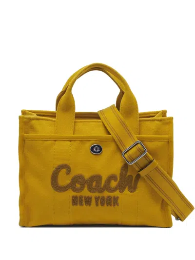 Pre-owned Coach Vintage Cargo Canvas Tote Bag In Yellow
