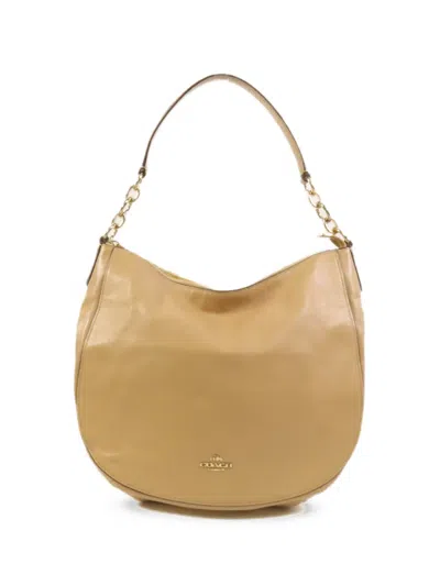 Pre-owned Coach Vintage Chain-link Logo-detail Shoulder Bag In Neutral