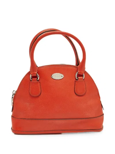 Pre-owned Coach Vintage Cora Dome Tote Bag In Orange