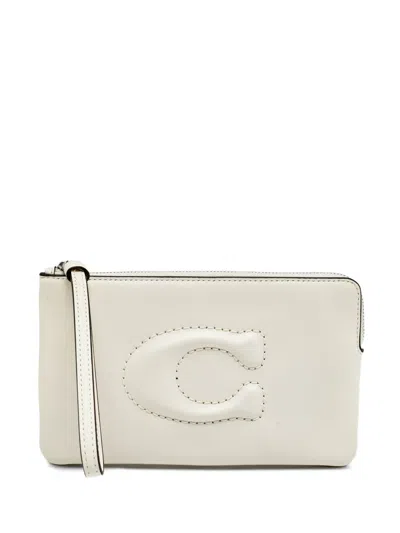 Pre-owned Coach Vintage Corner Zip Clutch Bag In White