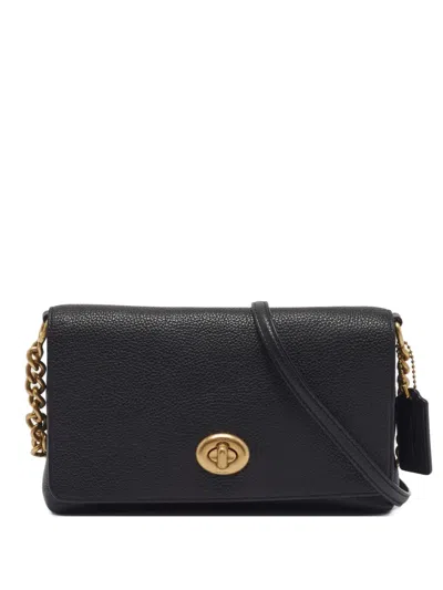Pre-owned Coach Vintage Crosstown Leather Shoulder Bag In Black
