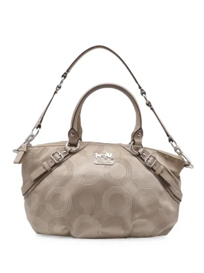 Pre-owned Coach Vintage Dotted Op Art Madison Sophia Satchel Bag In Neutrals