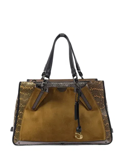 Pre-owned Coach Vintage Dreamer Snakeskin-effect Shoulder Bag In Brown