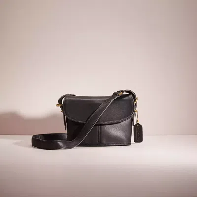 Coach Vintage Equestrian Small Flap Bag In Brass/black