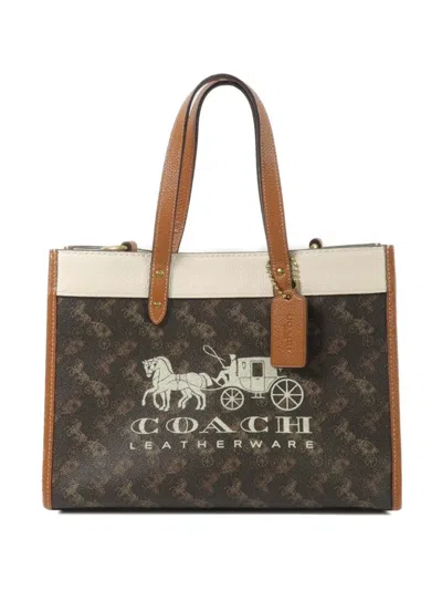 Pre-owned Coach Vintage Field Logo-print Tote Bag In Brown