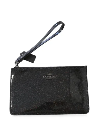 Pre-owned Coach Vintage Glitter Wristlet Bag In Black