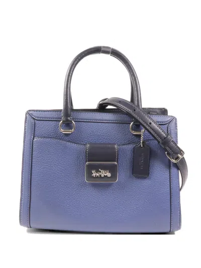 Pre-owned Coach Vintage Grace Carryall Leather Tote Bag In Blue