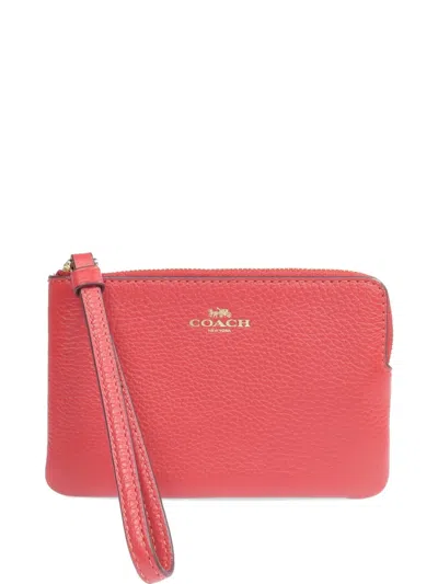 Pre-owned Coach Vintage Grained Leather Pouch Bag In Red