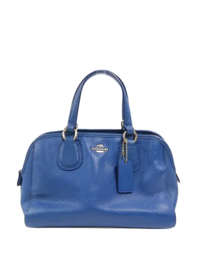 Pre-owned Coach Vintage Grained Leather Tote Bag In Blue
