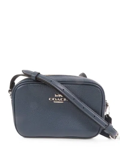 Pre-owned Coach Vintage Grained-leather Shoulder Bag In Blue