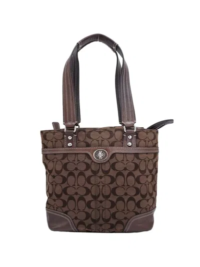 Pre-owned Coach Vintage Hampton Signature Shoulder Bag In Brown