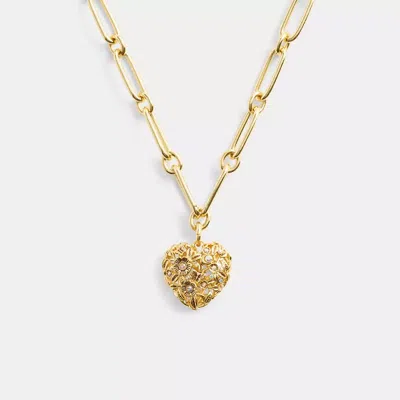 Coach Vintage Heart Pendant Chain Link Necklace In Gold