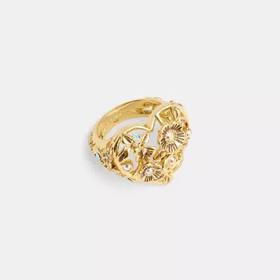 Coach Vintage Heart Ring In Gold