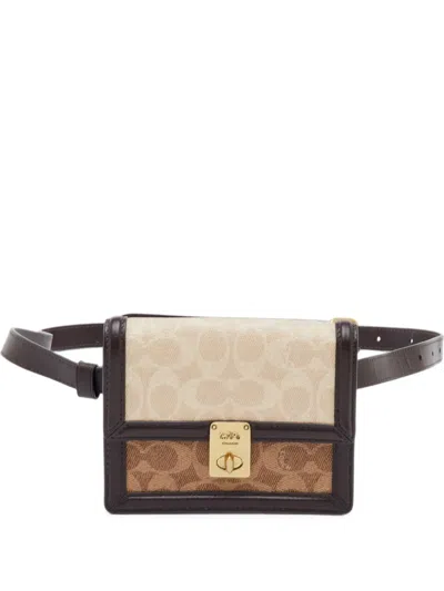 Pre-owned Coach Vintage Hutton Signature Belt Bag In Brown