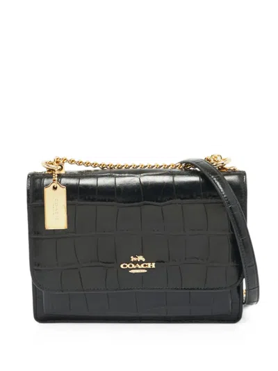 Pre-owned Coach Vintage Klare Croc-embossed Crossbody Bag In Black