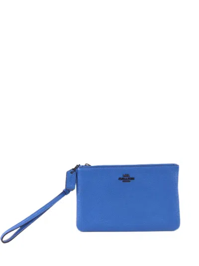 Pre-owned Coach Vintage Leather Clutch Bag In Blue