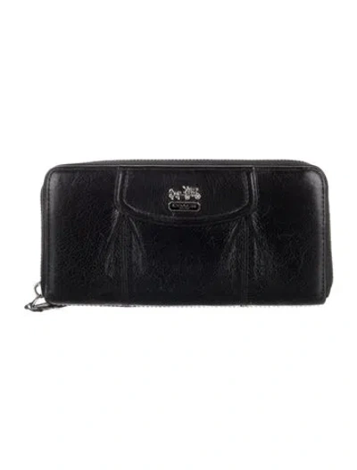 Pre-owned Coach Vintage Leather Continental Wallet In Black