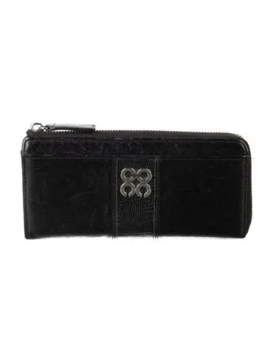 Pre-owned Coach Vintage Leather Continental Wallet In Black