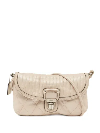 Pre-owned Coach Vintage Leather Crossbody Bag In Neutral