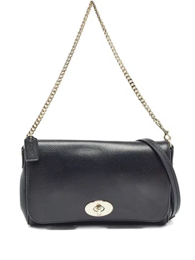 Pre-owned Coach Vintage Leather Flap Bag In Black
