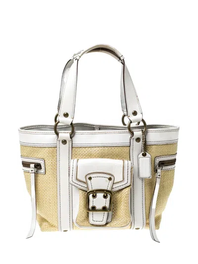 Pre-owned Coach Vintage Leather Shoulder Bag In Neutral
