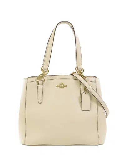 Pre-owned Coach Vintage Leather Shoulder Bag In White