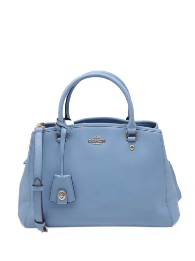 Pre-owned Coach Vintage Lillie Carryall Leather Tote Bag In Blue