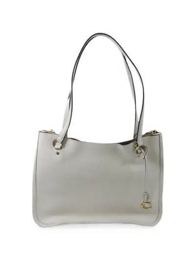 Pre-owned Coach Vintage Logo-charm Tote Bag In White