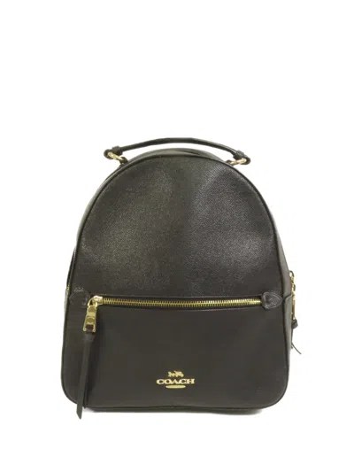 Pre-owned Coach Vintage Logo-detail Calfskin Backpack In Black