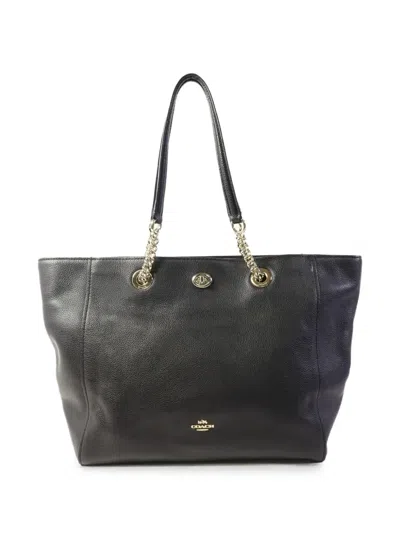 Pre-owned Coach Vintage Logo-detail Tote Bag In Black