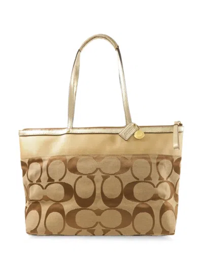 Pre-owned Coach Vintage Logo-detail Tote Bag In Neutral