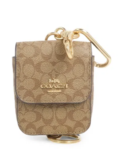 Pre-owned Coach Vintage Logo-plaque Bag Charm In Neutral