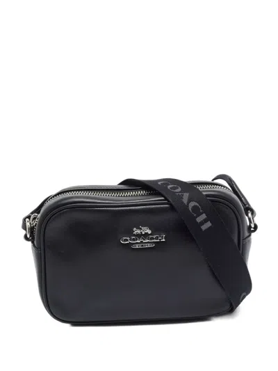 Pre-owned Coach Vintage Logo-plaque Leather Cross Body Bag In Black