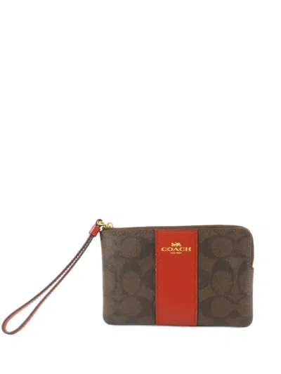 Pre-owned Coach Vintage Logo-print Wallet In Brown