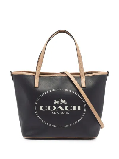 Pre-owned Coach Vintage Metro Horse And Carriage Tote Bag In Black