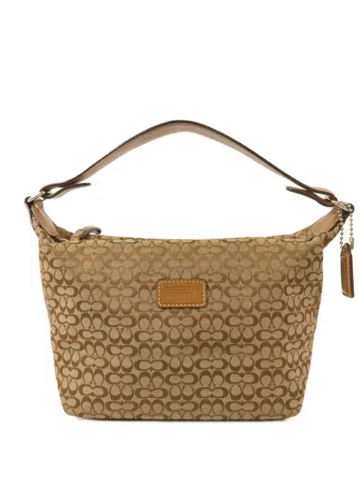 Pre-owned Coach Vintage Monogram Canvas Mini Handbag In Neutrals