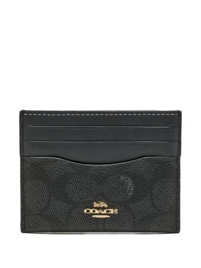 Pre-owned Coach Vintage Monogram Card Holder In Black