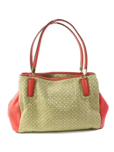 Pre-owned Coach Vintage Monogram-canvas Shoulder Bag In Neutral