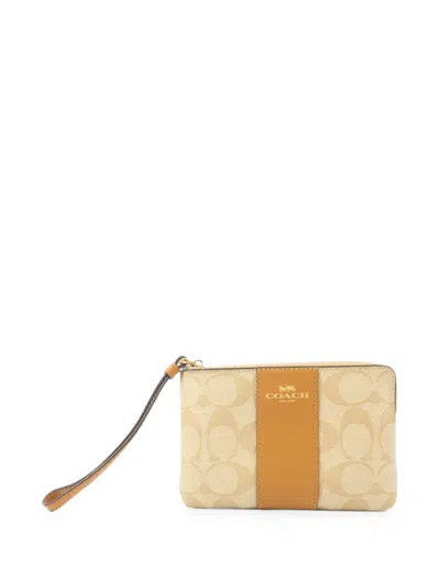 Pre-owned Coach Vintage Monogram-pattern Wallet In Neutral