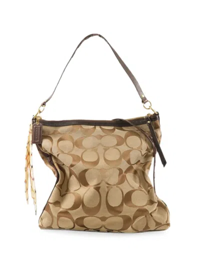 Pre-owned Coach Vintage Monogram-print Shoulder Bag In Neutral