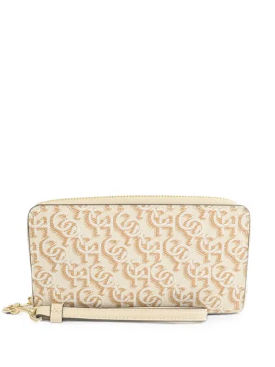Pre-owned Coach Vintage Monogram-print Wallet In White