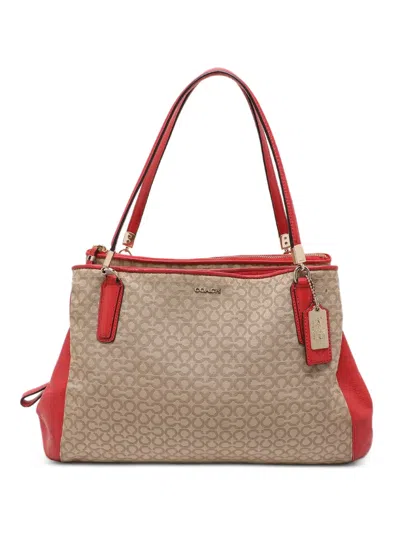 Pre-owned Coach Vintage Patterned Tote Bag In Neutral