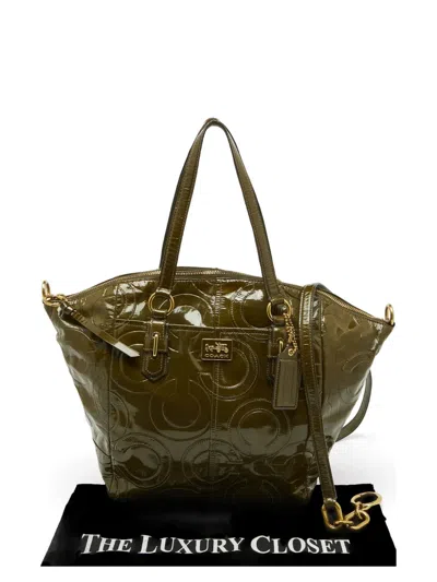 Pre-owned Coach Vintage Op Art Madison Shoulder Bag In Green