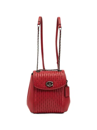 Pre-owned Coach Vintage Parker Quilted Mini Backpack In Red